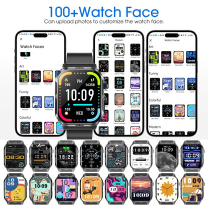 H5 Bluetooth Call Smart Watch, IP68 Waterproof Fitness Tracker for Men and Women, Black