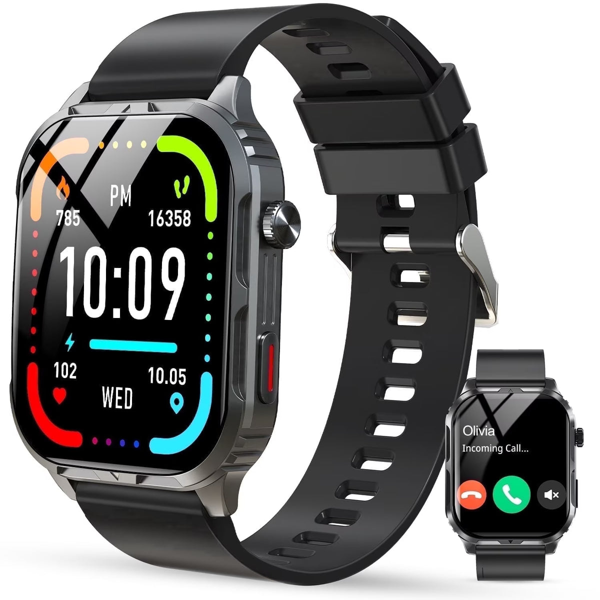 H5 Bluetooth Call Smart Watch, IP68 Waterproof Fitness Tracker for Men and Women, Black