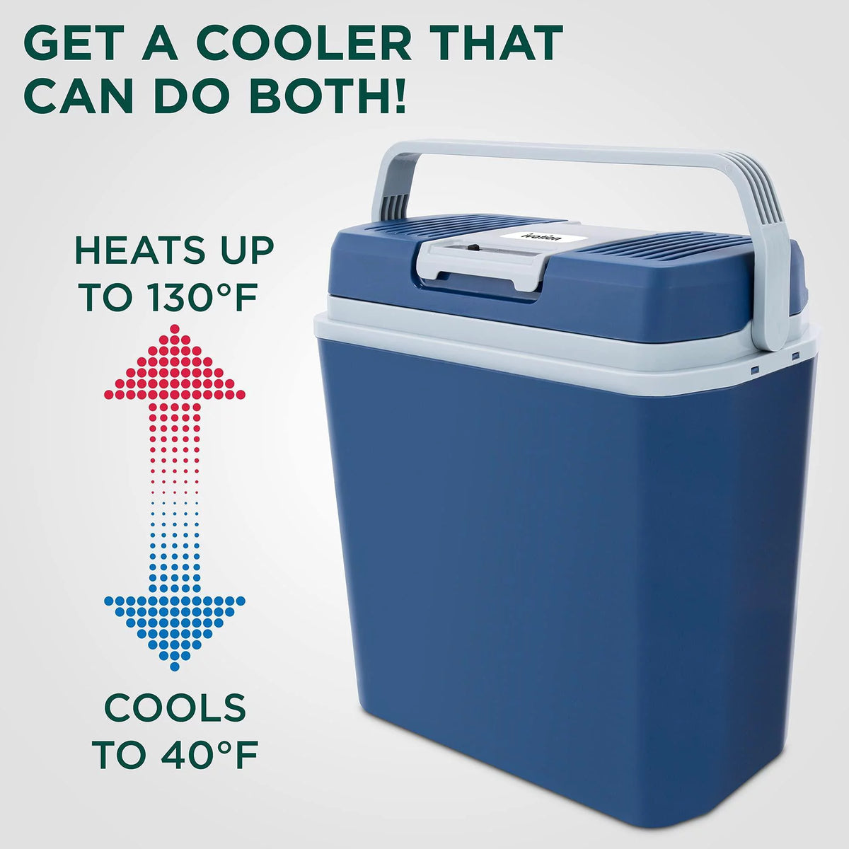 24L Portable Thermoelectric Cooler and Warmer with 12V Power and Handle - Blue