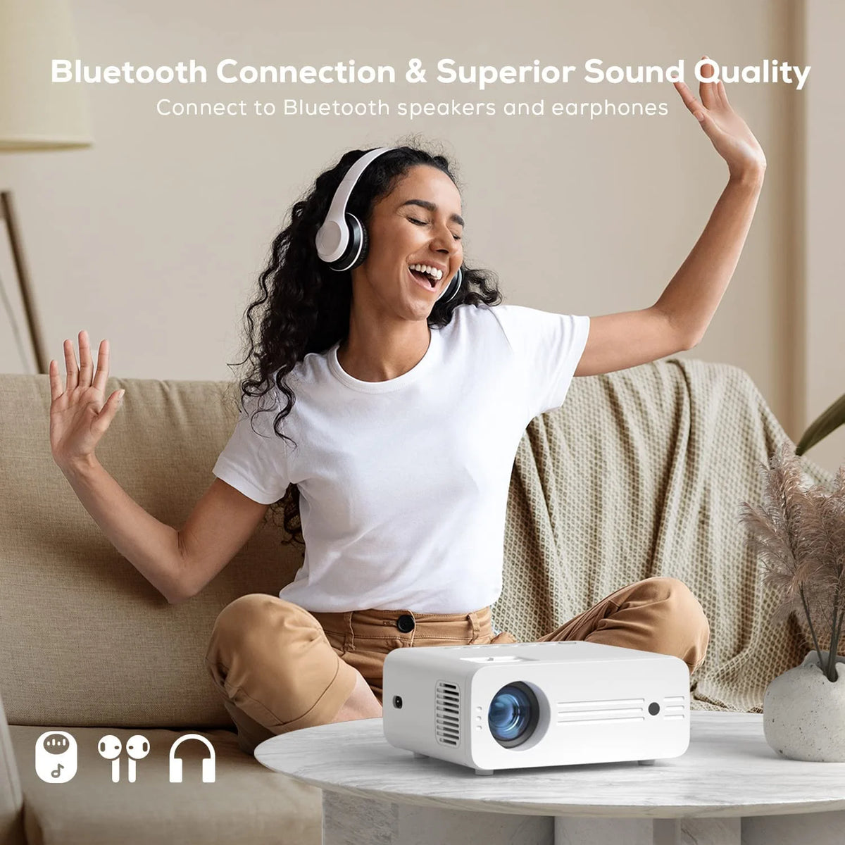 IPL310 1080P Native Projector with 5G WiFi and Bluetooth 5.2, 9000 Lumens LED, 4K Support, 180-Inch Display, Portable Home Theater Projector with Carrying Case
