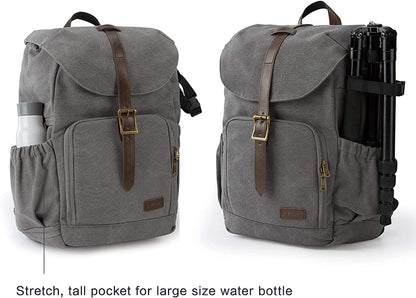 Professional DSLR Waterproof Camera Backpack with Anti-Theft Design, Accommodates Up to 15" Laptop, Includes Rain Cover, Grey