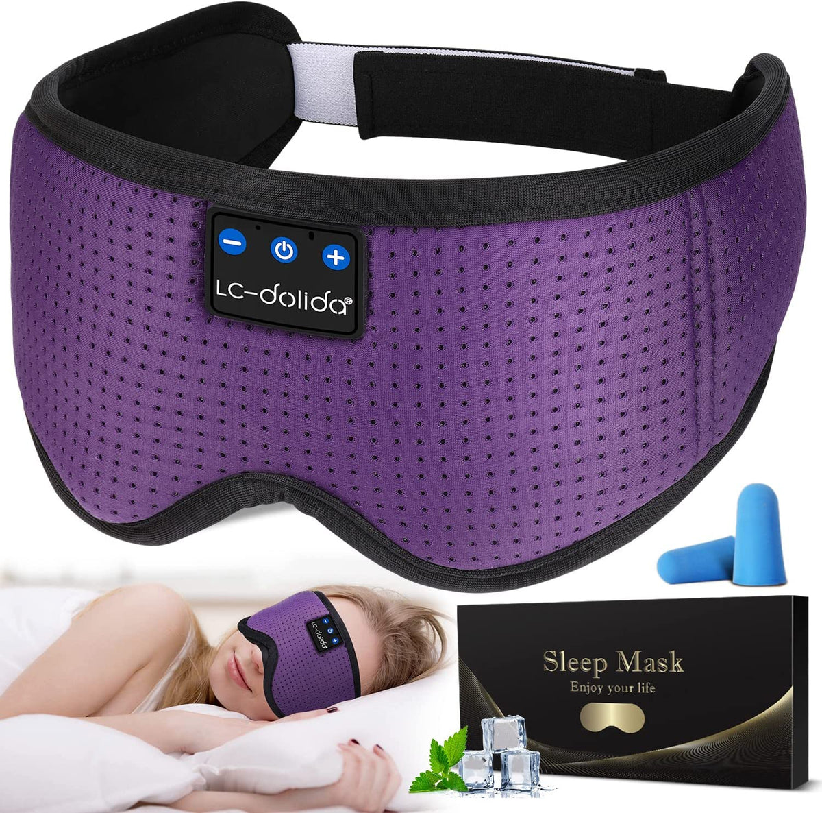 Bluetooth Wireless Music Eye Mask with Ultra-Thin Stereo Speakers for Comfortable Sleep