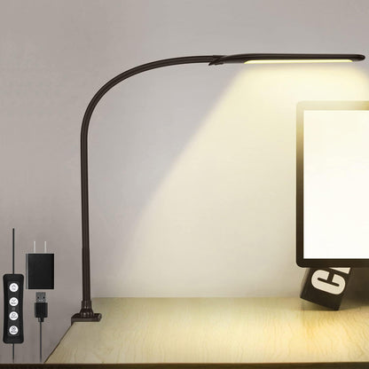 Clamp Desk Lamp for Home Office - Flexible Gooseneck Architect Table Lamp with 10 Brightness Levels, 3 Color Modes, and Eye-Caring Design for Study, Reading, and Work
