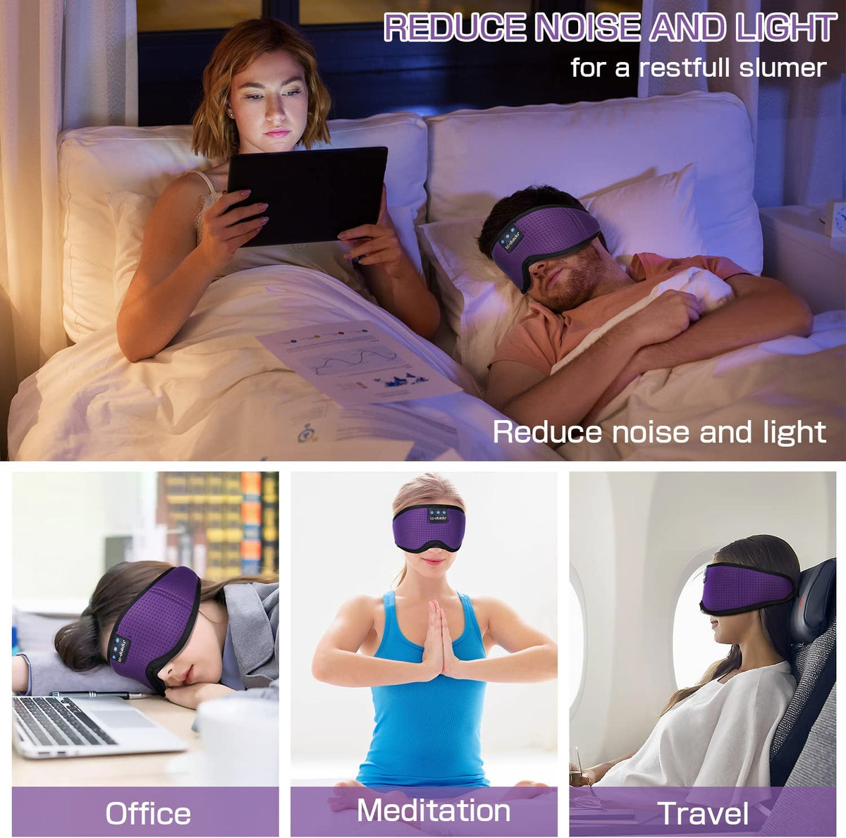 Bluetooth Wireless Music Eye Mask with Ultra-Thin Stereo Speakers for Comfortable Sleep