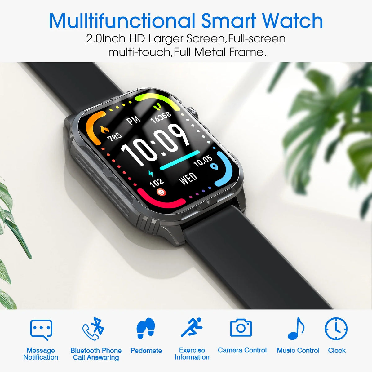 H5 Bluetooth Call Smart Watch, IP68 Waterproof Fitness Tracker for Men and Women, Black