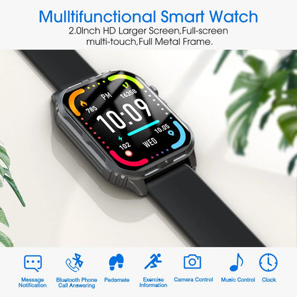 H5 Bluetooth Call Smart Watch, IP68 Waterproof Fitness Tracker for Men and Women, Black
