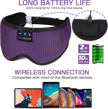 Bluetooth Wireless Music Eye Mask with Ultra-Thin Stereo Speakers for Comfortable Sleep