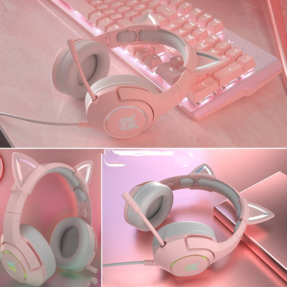Head-Mounted Wired Gaming Headset for Girls